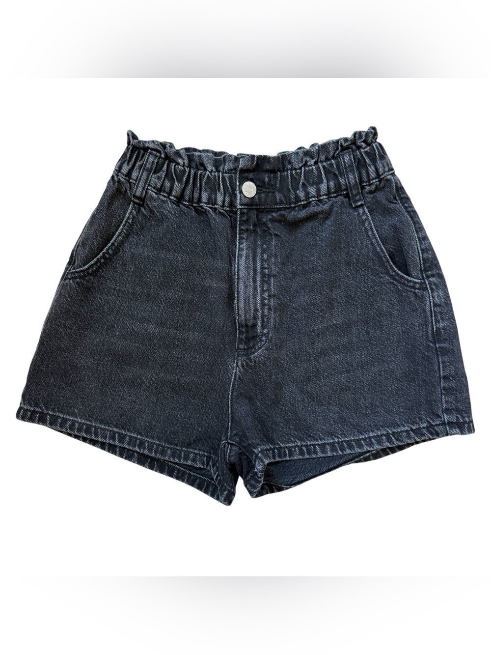 BDG Urban Outfitters Pull-On Mom Denim Shorts Black Acid Wash Paperbag Waist S